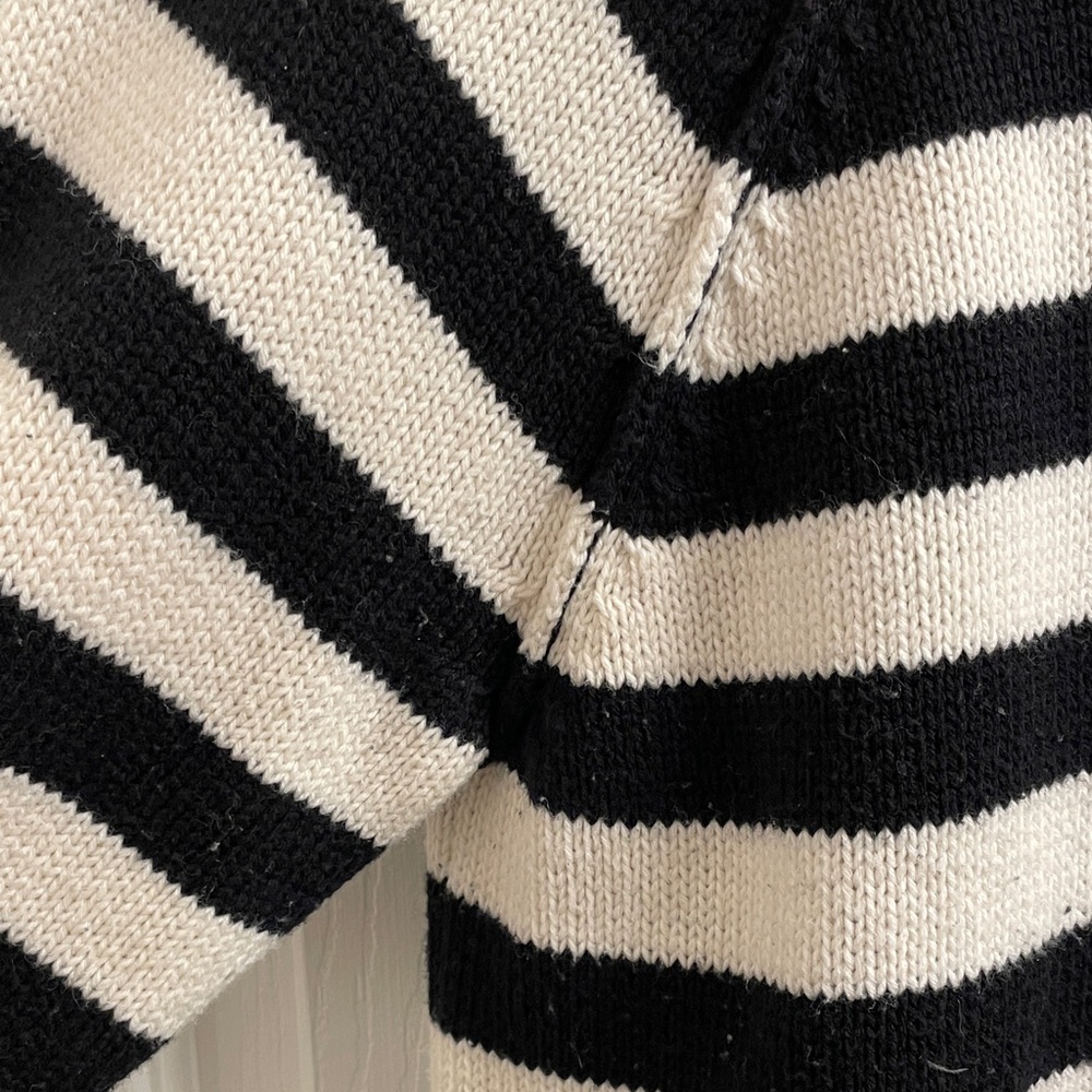 Ralph Lauren Polo Black & Cream Striped Layered Bullion Patched Sweater Size PL - Picture 9 of 17